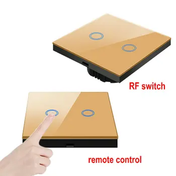 Smart Switch Wireless Touch Skifte 220V for Led Lys RF-Fjernbetjening Glas Skærm 1/ 2/ 3 bande Wall Panel Modtager led Lampe 1