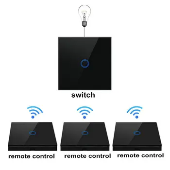 Smart Switch Wireless Touch Skifte 220V for Led Lys RF-Fjernbetjening Glas Skærm 1/ 2/ 3 bande Wall Panel Modtager led Lampe 5