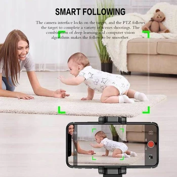 Smartphone Gimbal Stabilisator, Auto Tracking Mount Smart At Skyde Telefonholder 360 Rotation Stativ Auto Face Tracking Selfie Stic 0