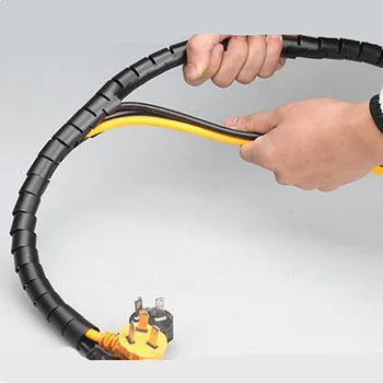 Smuk PE plast spiral kabel-wrap Forhindre sammenfiltring indpakning skrumpe ledning kabel-flettet ærme beskyttelse 4