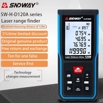 SNDWAY Laser Distance Meter 50 m 70 m 100 m 120 m Afstandsmåler Digital afstandsmåler Trena Roulette Hersker Distance Measuring Tape 9428