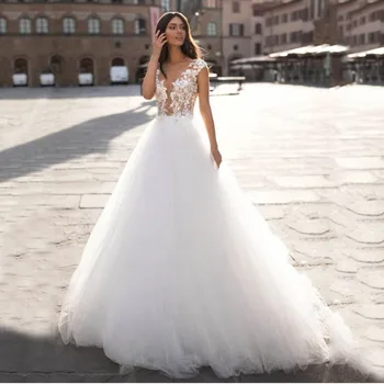SoDigne Sexet Prinsesse Bryllup Operationskitler Se-gennem En online Blonde Pynt Brudekjole Plus Size brudekjole vestidos de novia 2020 5