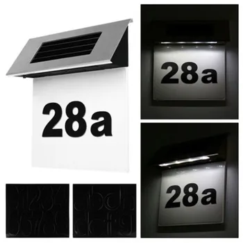 Solar LED-Lys Nummer Skilt Mærkat Digital Plade Plade Sæt Væggen Hænger Vandtæt Hus Til Hotel Døren Dekoration 2