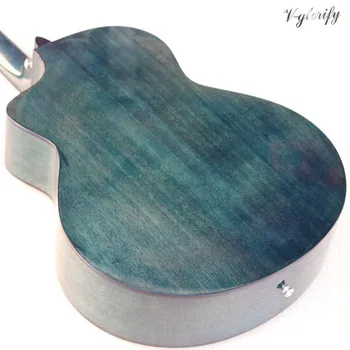 Solid wood spruce top blå farve akustisk guitar 41 tommer cutaway design højglans 6 string folkemusik guitar 2020 nye ankomst 0