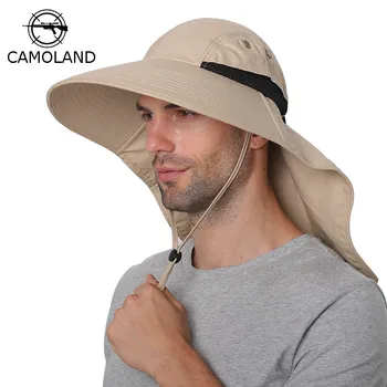 Sommer, Sol Hat Mænd Kvinder Bomuld Boonie Hat med Hals Klap Udendørs UV-Beskyttelse Store Wide Brim Vandring Lystfiskeri Safari Bucket Hat 1