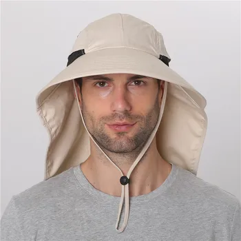 Sommer, Sol Hat Mænd Kvinder Bomuld Boonie Hat med Hals Klap Udendørs UV-Beskyttelse Store Wide Brim Vandring Lystfiskeri Safari Bucket Hat 2