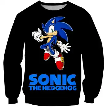 Sonic the Hedgehog Kids Vinter hot salg Sweatshirt polyester Barn Dreng Pige Tegnefilm Mønster Sweatshirts Fall Vinter Tøj 0