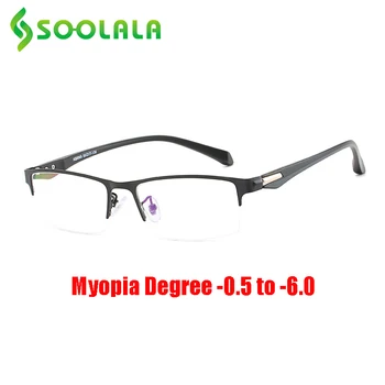 SOOLALA Herre Semi-Uindfattede Nærsynethed Briller Recept Computer Optiske Billeder Brillerne -0.5 -1.0 -1.5 -2.0 at -4.5 -5.0 -5.5 -6.0 0
