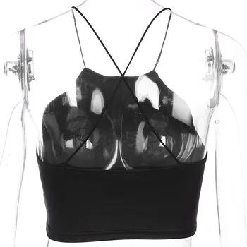 Sort / Hvid Paisley Bandana Halterneck Camis Afgrøde Hæklet Tank Tops 2019 Nye Mode Kvinder Sommeren Backless Bralette Bra Vest Camisole 2