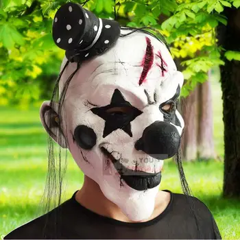 Sort/Hvid Skræmmende Klovn Maske Fuld Ansigtsmaske, Cosplay Horror Maskerade Voksen Ghost Maske Halloween Rekvisitter, Kostumer Fancy Kjole Part 12460