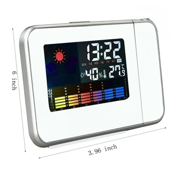 Sort/Hvid Vejr LCD Digital Vækkeur Hot Projektion Baggrundsbelysning LED Farve Skærm, Projektor Snooze Alarm Timer Ure 1