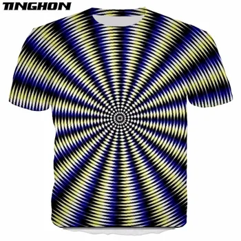 Sort Og Hvid Vertigo Hypnotiske Udskrivning Unisxe Sjove kortærmede t-Shirts Mænd/kvinder Toppe 3D Optisk illusion T-shirt XS-6XL 7XL 5