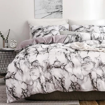 Soveværelset Sengetøj Er Et Behageligt Hvidt Marmor Mønster Trykt Duvet Cover (2/3-Delt Sæt), Enkelt Og Dobbelt Super Large 5