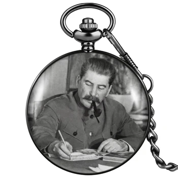 Sovjetiske Helt Portræt af Stalin i Rusland Leder Quartz lommeur Sovjetiske Hammer og Segl-Stil Kæde Vedhæng Fob Ur Gaver 13672
