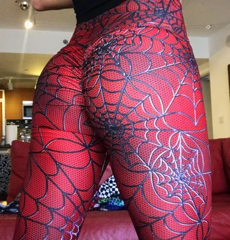 Spider Web Problemfri Leggings Kvinde Yoga Bukser Digital Udskrivning Elastisk Træning, Sport, Fitness, Høj Talje Sweatpants Bomuld 4