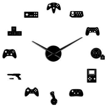 Spil Controller Video Diy Gigantiske Wall Clock Spil Joysticks Klistermærker Gamer Væg Kunst, Video Gaming Tegn Dreng, Soveværelse, Værelse Decor Spil 3
