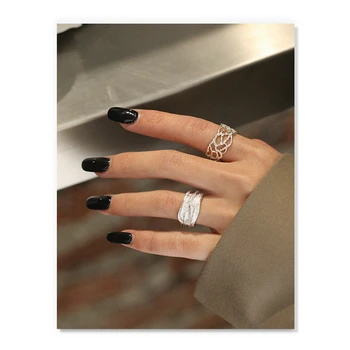 S'STEEL Uregelmæssige Ringe Til Kvinder 925 Sterling Sølv Minimalistisk Design Personlig Justerbar Ring Bague Argent Fine Smykker 0