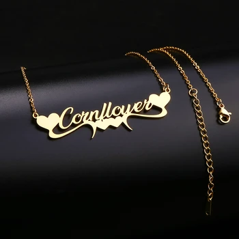 Stainless Steel Romantic Hearts Necklace For Women Personalized Customized Jewelry Hearts Name Pendant Bridesmaid Gifts 255