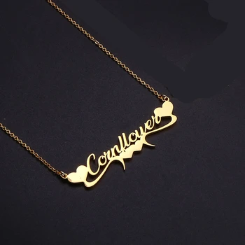 Stainless Steel Romantic Hearts Necklace For Women Personalized Customized Jewelry Hearts Name Pendant Bridesmaid Gifts 5