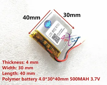 Stigningen i energi 3,7 V lithium batteri fartskriver forsendelse 043040 500mAh højttalere generelt polymer genopladelige batterier 0