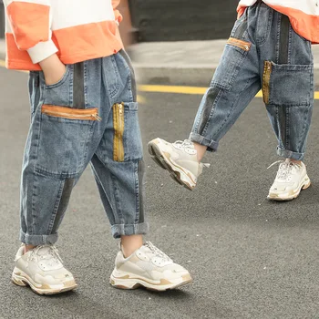 Stilfuldt børnetøj Jeans Til Drenge Løs Denim Bukser Hip hop Jeans Lommer Teens Dreng Harem bukser Varm Vinter Kids Jeans 1