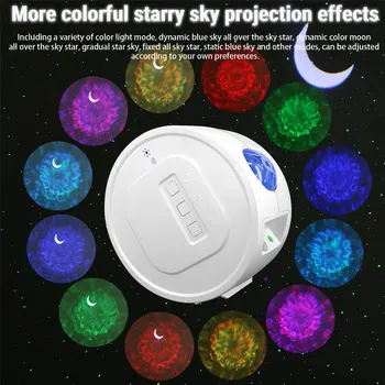 Stjerneklar Himmel Projektor Stjernede Nat Lys Farverige Fjernbetjening Bluetooth-Musik Børn Soveværelse Night Lights Rotable Kids Lys 12640