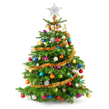 STOBOK 25 x 30cm juletræ Topper Stjernede Glitter Pulver Treetop Lys julefrokost Dekoration (Sølv) 0