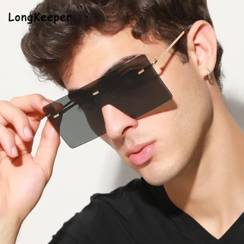 Stor Ramme Oversize Solbriller Kvinder 2020 Brand Designer Uindfattede Pladsen Gradient Klare Sol Briller Vintage Flad Top Nuancer Oculos 5