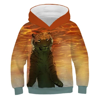 Stor Størrelse 3D Mønster Drenge Sweatshirt Efteråret Hætteklædte Ulv, Løve Unicorn Hættetrøjer Til Drenge og Piger, Børn Pels Børn Tøj 0