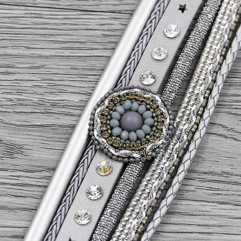 Strathspey Læder Armbånd Til Kvinder 2020 Håndlavet Flettet Armbånd Crystal Beaded bredt armbånd med rhinsten perler smykker 5