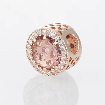 Strålende Hjerte Blush Pink Charm Rose Guld Perler Til smykkefremstilling Passer Sølv Armbånd til Kvinder DIY 5