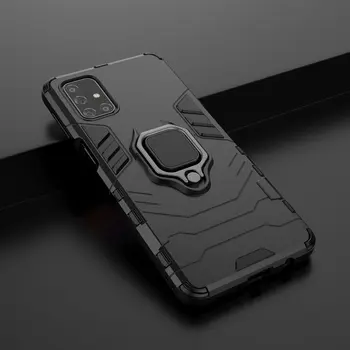 Stødsikkert etui Til Samsung Galaxy M31S Silikone Hårdt PC Rustning Phone Case For Samsung M31S Magnetisk Metal Ring Beskyttelse Cover 2
