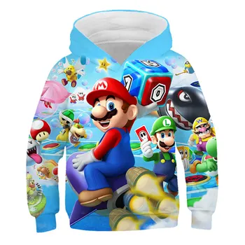 Super Mario Hot-salg Efterår og Vinter børn Børn Dreng pige hættetrøjer Drenge piger Mario tegnefilm Hættetrøjer og jakker kids sweatshirt dreng 1