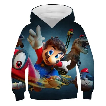 Super Mario Hot-salg Efterår og Vinter børn Børn Dreng pige hættetrøjer Drenge piger Mario tegnefilm Hættetrøjer og jakker kids sweatshirt dreng 5