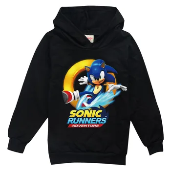 Super Sonic Animationsfilm Hættetrøjer Børn tøj med Lange Ærmer Pullover Tegnefilm Træningsdragt, Sweatshirt Hætte Afslappet familie Top t-shirts 0