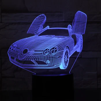 Super sportsvogn 3D-Nat Lys 7 farveskift LED Nat Lys USB-Smart Home Dekoration Nyhed Lampe Induktion bordlampe 0