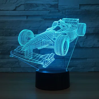 Super sportsvogn 3D-Nat Lys 7 farveskift LED Nat Lys USB-Smart Home Dekoration Nyhed Lampe Induktion bordlampe 3