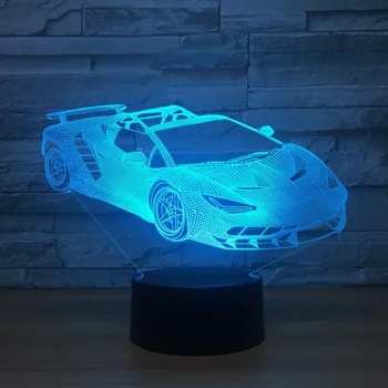 Super sportsvogn 3D-Nat Lys 7 farveskift LED Nat Lys USB-Smart Home Dekoration Nyhed Lampe Induktion bordlampe 5
