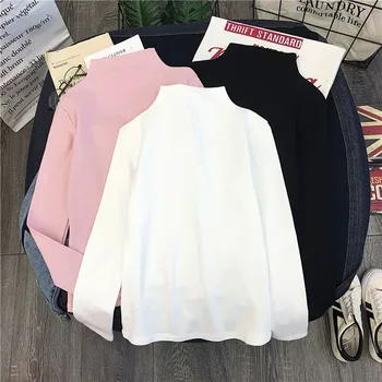 Sweatshirt kvinde kpop Turleneck langærmet stribet skjorter plus size kvinder, sweatshirts sort pink hvid sød sweatshirt falder 4