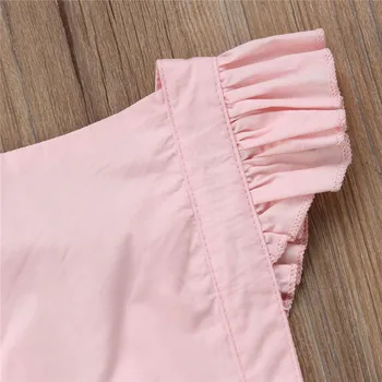 Sød lille Barn Børn Baby Piger Jumpsuits Pink Tøj med Blonder Kjoler, Rygløs Flæser Korte Bukser Romper Playsuit Streetwear 0