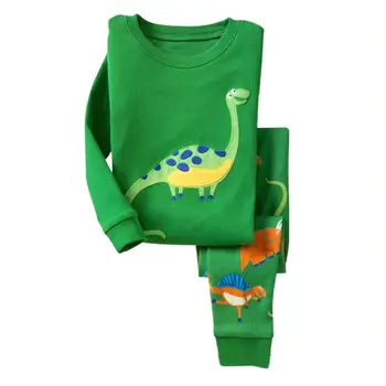 Søde børn baby dreng pige dinosaur pyjamas tegnefilm print børn tøj 2stk langærmet skjorte + bukser hjem service 3