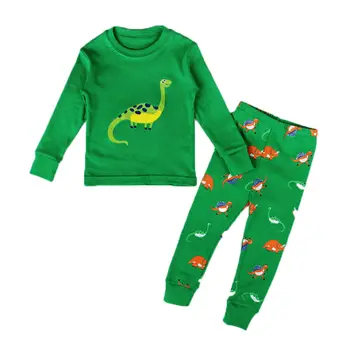 Søde børn baby dreng pige dinosaur pyjamas tegnefilm print børn tøj 2stk langærmet skjorte + bukser hjem service 5