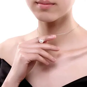 Søde Sølv farve Smykker Enkel Hot Mode 10mm ferskvandsperle Kæde kolye collares bijoux femme 1