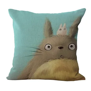 Søde tegneserie Totoro pude dække bomuld, linned pude dække for sofa hjem dejlige dyr funda cojines 45x45cm 0