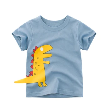 T-Shirt Dinosaur Drenge, Piger, Børn, Børn, Toppe Bomuld Tøj Print Korte Ærmer Sommer Tøj Tegnefilm lille Barn Tee for 2-8 Y 1