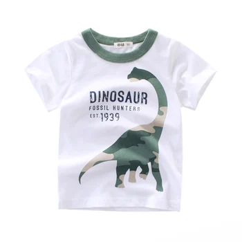 T-Shirt Dinosaur Drenge, Piger, Børn, Børn, Toppe Bomuld Tøj Print Korte Ærmer Sommer Tøj Tegnefilm lille Barn Tee for 2-8 Y 4
