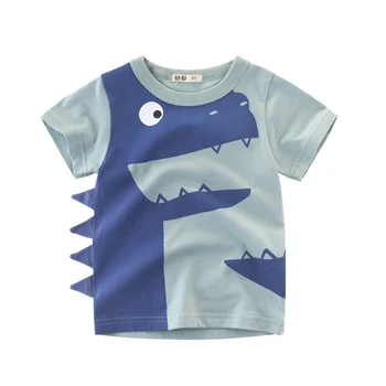 T-Shirt Dinosaur Drenge, Piger, Børn, Børn, Toppe Bomuld Tøj Print Korte Ærmer Sommer Tøj Tegnefilm lille Barn Tee for 2-8 Y 5