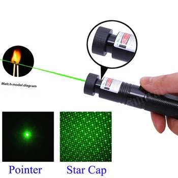 Taktik Grøn Laser Pointer 10000 m rød Laser sigte Justerbar Fokus Lazer pen Lys med en Sikker Nøgle med Sky-stjerner Cap 4