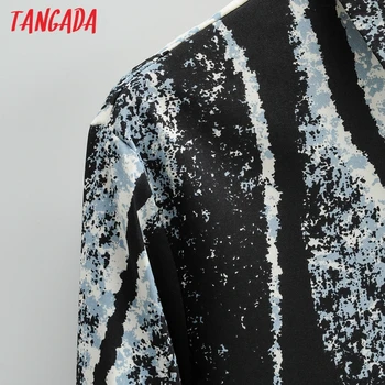Tangada Kvinder Vintage Blæk Udskrives Casual Skjorte med Lange Ærmer Foråret Smarte Overdele Løs Skjorte 1F38 4