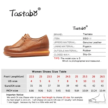 Tastabo 2019 Læder kvinder sko retro håndlavede sko i Ægte læder sko Casual-pumpe sko platform kiler 0